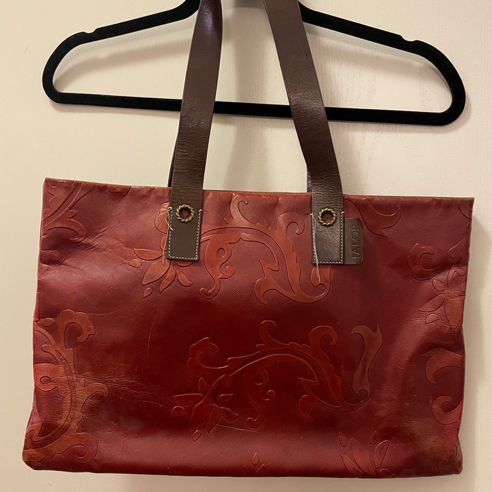 FALOR Le Borse Red Genuine Leather Tote